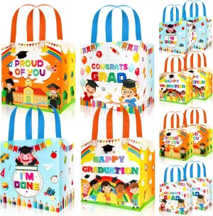 HOWAF 12pcs Preschool Graduation Gift Bags, Kindergarten Grad Party Non Woven Bag for Class of 2025 Graduate Activities Decoration Supplies, Kids Congrats Grad Candy Bag Treat Bags Grat Party Goodie Box