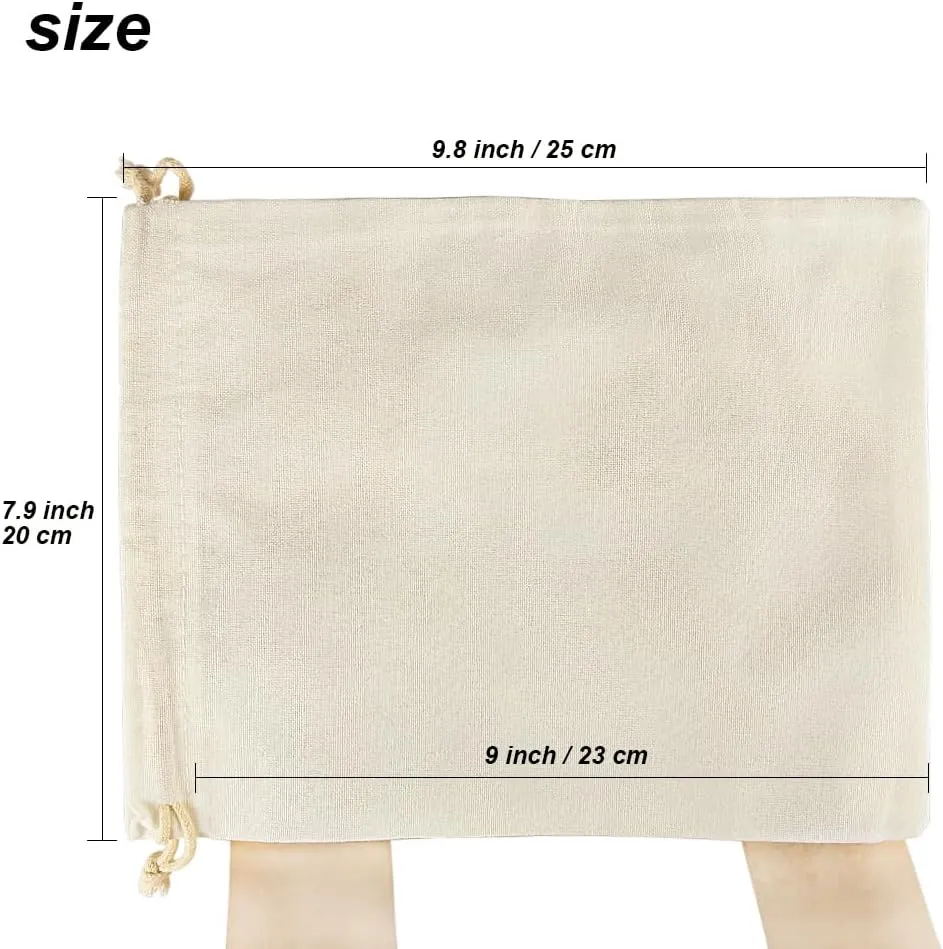 HRX Package 20pcs Muslin Bags 8x10 inches, Cotton Drawstring Bag Fabric Gift Pouches Sachet for Jewelry Party Favors Wrapping DIY
