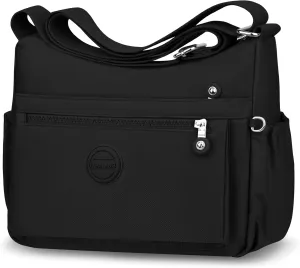 HUANLANG Nylon Crossbody Bags for Women Large Lightweight Travel Purse Women's Pocketbooks Multi Pocket Shoulder Bag