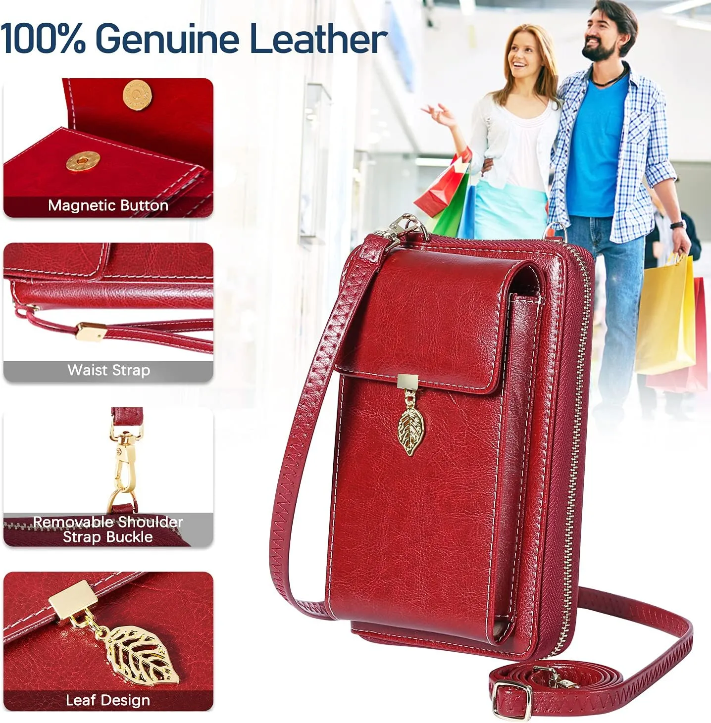 HUANLANG Small Crossbody Phone Bags for Women Leather Cell Phone Purse Wallet