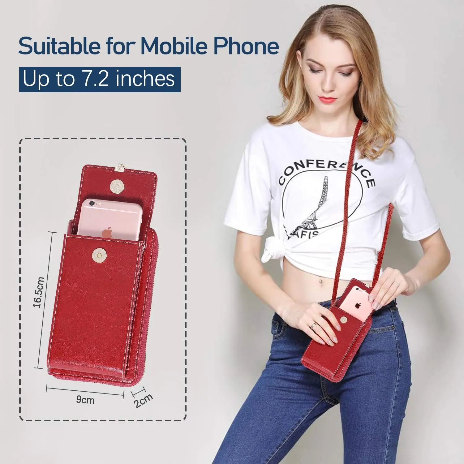 HUANLANG Small Crossbody Phone Bags for Women Leather Cell Phone Purse Wallet