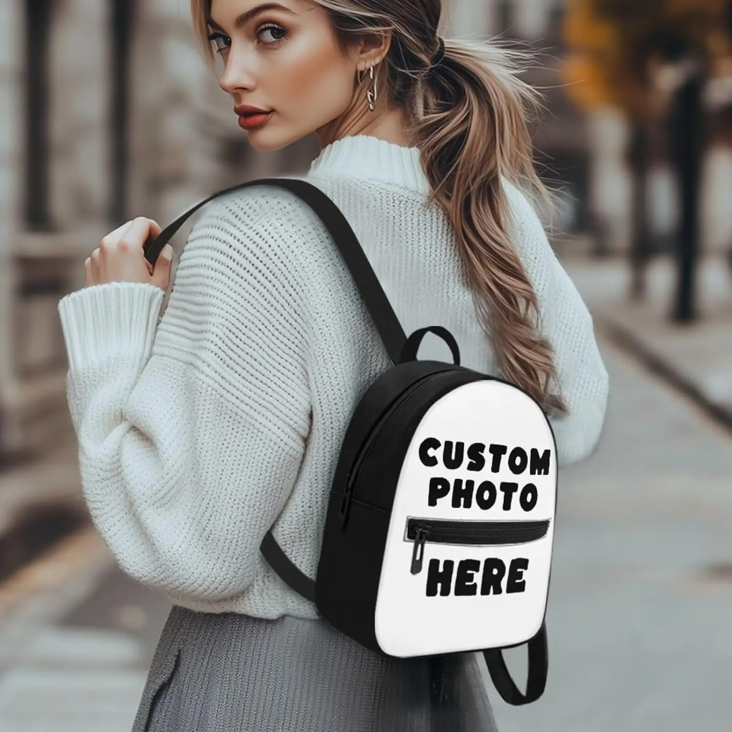 HUGS IDEA Custom Backpack for Women Add Your Image Custom Mini Backpack for Work Fashion Cell Phone Backpack for Women Custom Birthday Gifts for Women Teen Girls