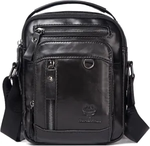 HUMERPAUL Messenger Bag for Men, Man Bag Genuine Leather Crossbody Shoulder Bag Handbag Satchel Bags for Work Travel