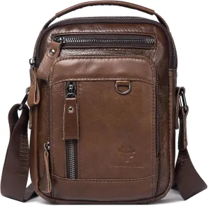 HUMERPAUL Messenger Bag for Men, Man Bag Genuine Leather Crossbody Shoulder Bag Handbag Satchel Bags for Work Travel