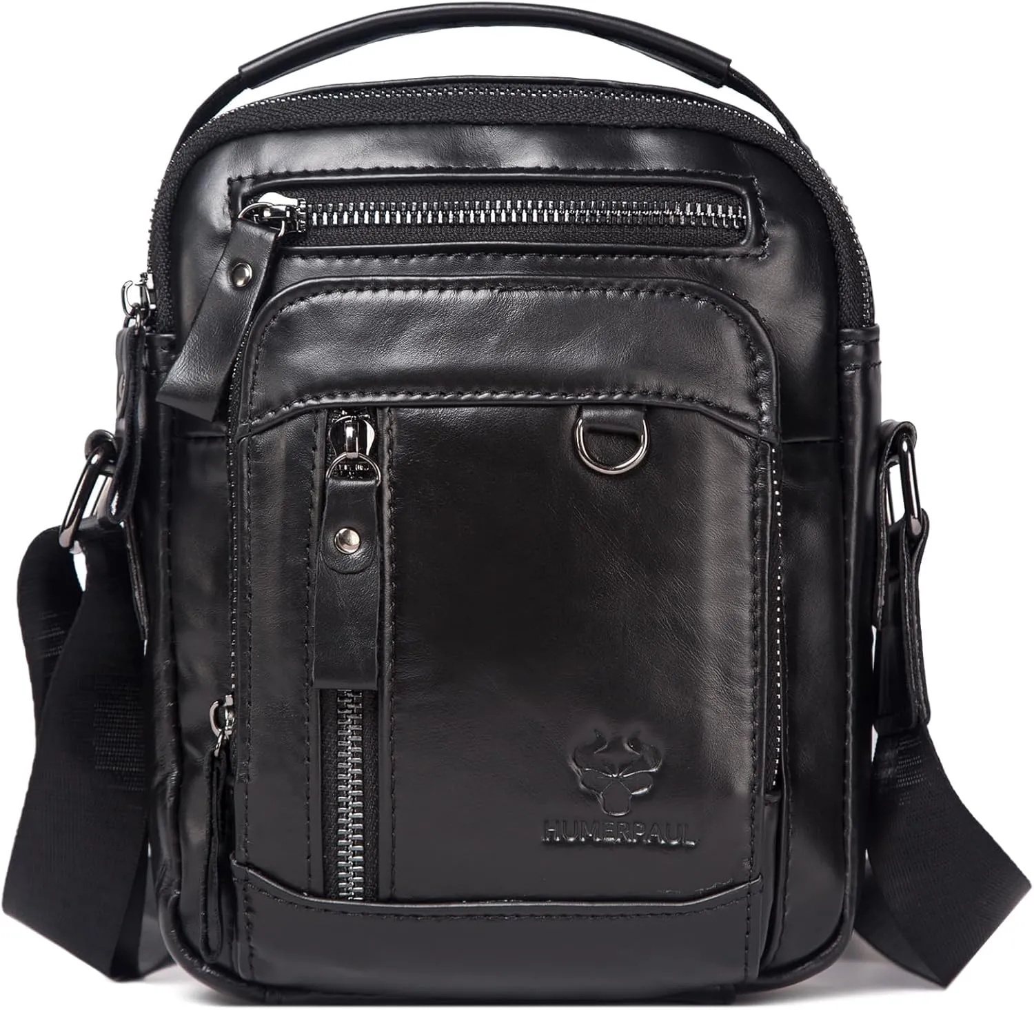 HUMERPAUL Messenger Bag for Men, Man Bag Genuine Leather Crossbody Shoulder Bag Handbag Satchel Bags for Work Travel