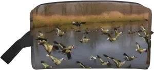 Hunting Flying Wild Ducks Print Storage Bags Travel Cosmetic Organizer Bag Large Capacity Zippered Storage Pouch
