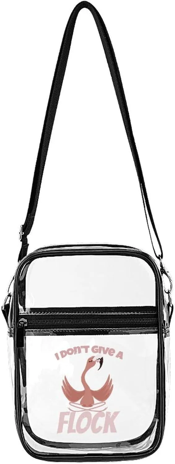 I Don't Give A Flock Flaming Clear Crossbody Bag with Adjustable Shoulder Strap PVC Clear Purse Bags Stadium Approved for Concerts Sports Festivals