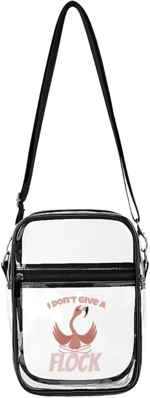 I Don't Give A Flock Flaming Clear Crossbody Bag with Adjustable Shoulder Strap PVC Clear Purse Bags Stadium Approved for Concerts Sports Festivals