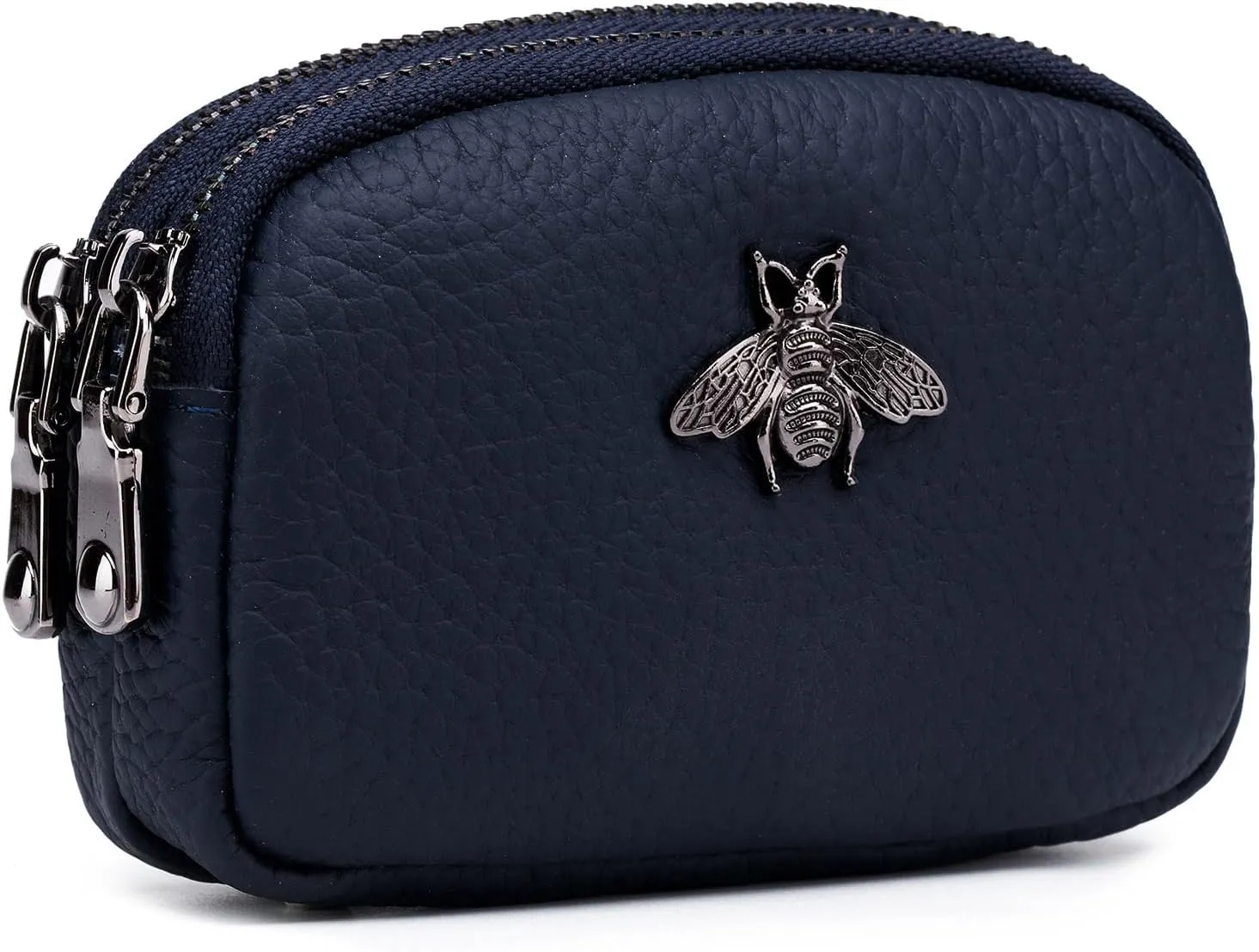 imeetu Women Leather Coin Purse, Small 2 Zippered Change Pouch Wallet