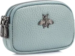 imeetu Women Leather Coin Purse, Small 2 Zippered Change Pouch Wallet
