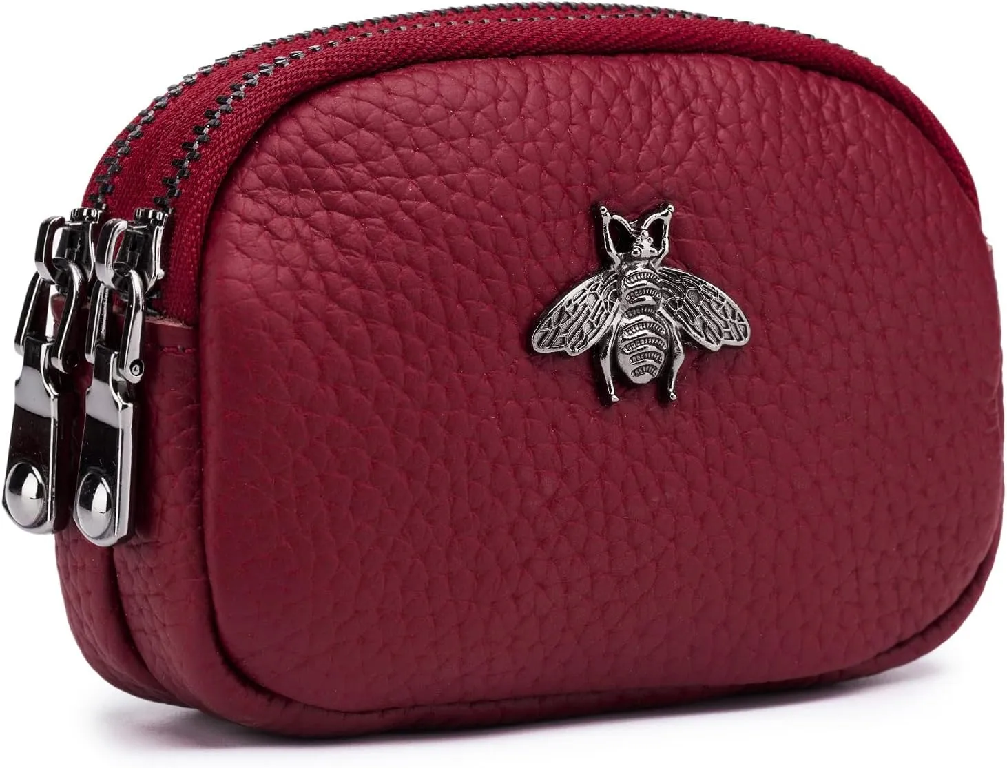 imeetu Women Leather Coin Purse, Small 2 Zippered Change Pouch Wallet