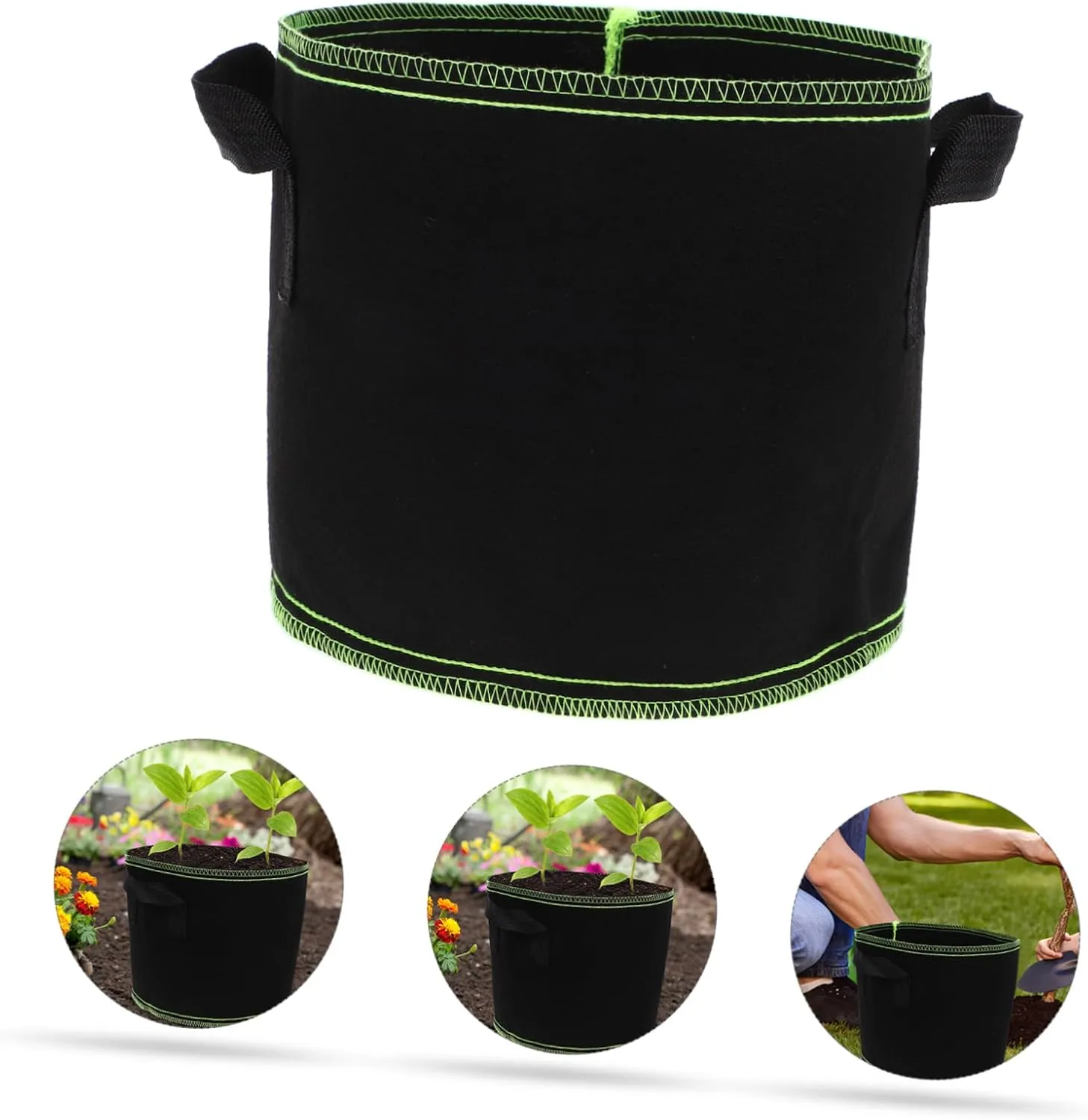 Indoor/Outdoor Planting Bags 5pcs 10 Gallon Grow Bags Non-Woven for Vegetable Fruit Potato Root Formation Drainage