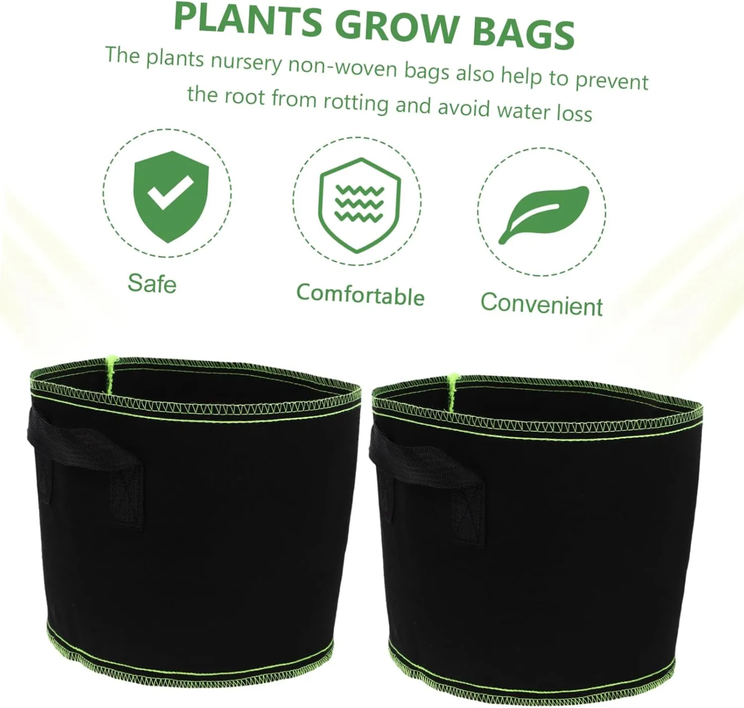Indoor/Outdoor Planting Bags 5pcs 10 Gallon Grow Bags Non-Woven for Vegetable Fruit Potato Root Formation Drainage