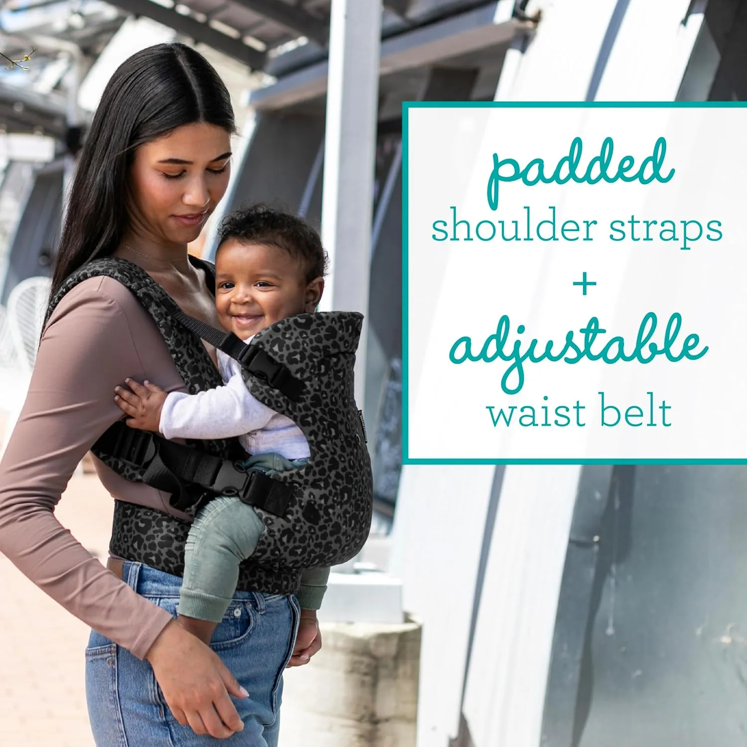 Infantino Flip Advanced 4-in-1 Baby Carrier - Ergonomic, Convertible, Face-in and Face-Out Front and Back Baby Carrier for Newborn to Toddler 8-32 lbs, Black & Gray Leopard