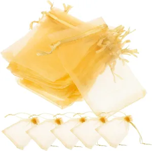 Ipetboom 100Pcs Portable Decorative Organza Bags with Drawstring for Party Favors Sheer present Bags for Weddings Birthdays and Special Events