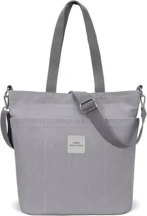 Iswee Canvas Tote Bag with Zipper Multi Pockets Tote Purse for Women Fashion Crossbody Tote Shoulder Bag Handbag Everyday Bag