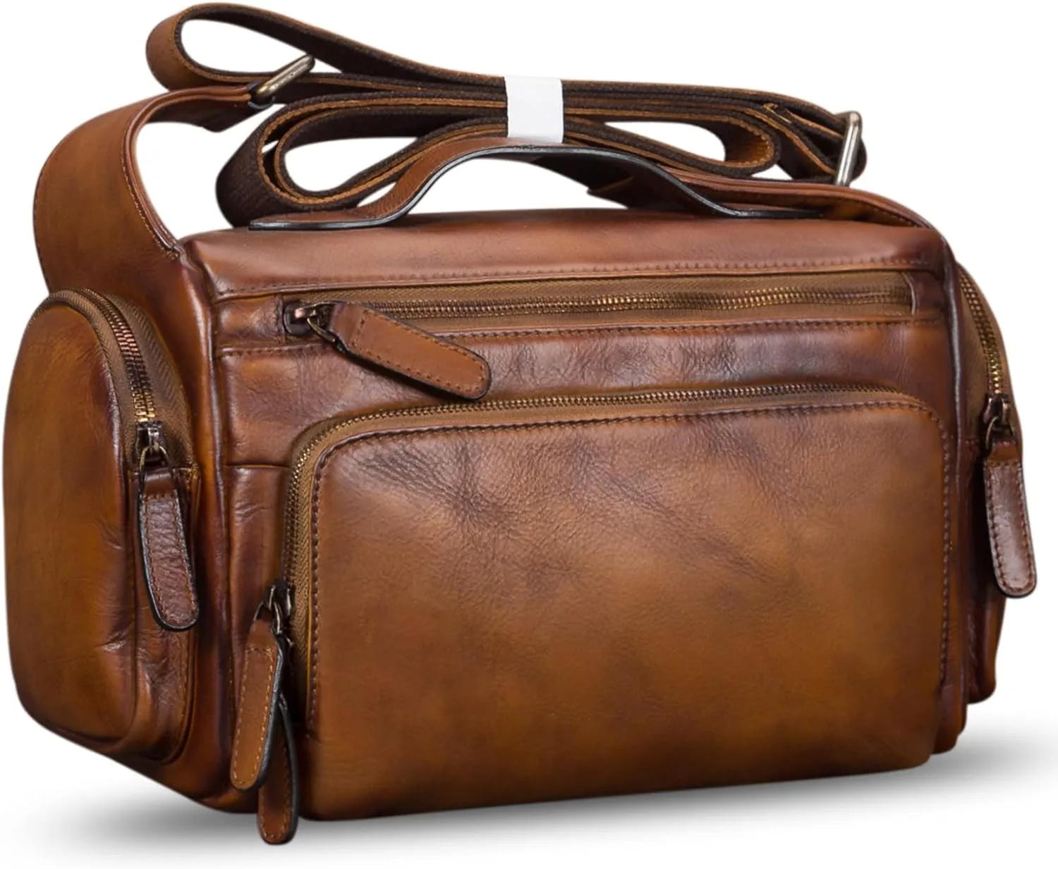 IVTG Genuine Leather Messenger Bag for Men Crossbody Shoulder Pack Satchel Casual Sling Daypack Work Business Daypack