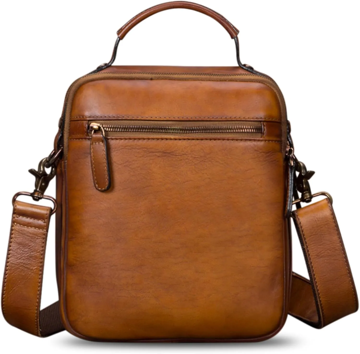 IVTG Genuine Leather Messenger Bag for Men Sling Purse Crossbody Shoulder Bags Satchel for Work Business Handbags