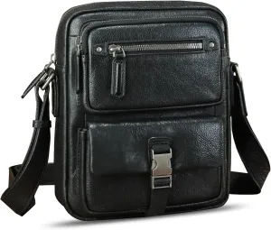 IVTG Genuine Leather Purse and Messenger Bag for Men Fashion Leather Shoulder Bags Briefcase Crossbody Satchel Bag with Strap