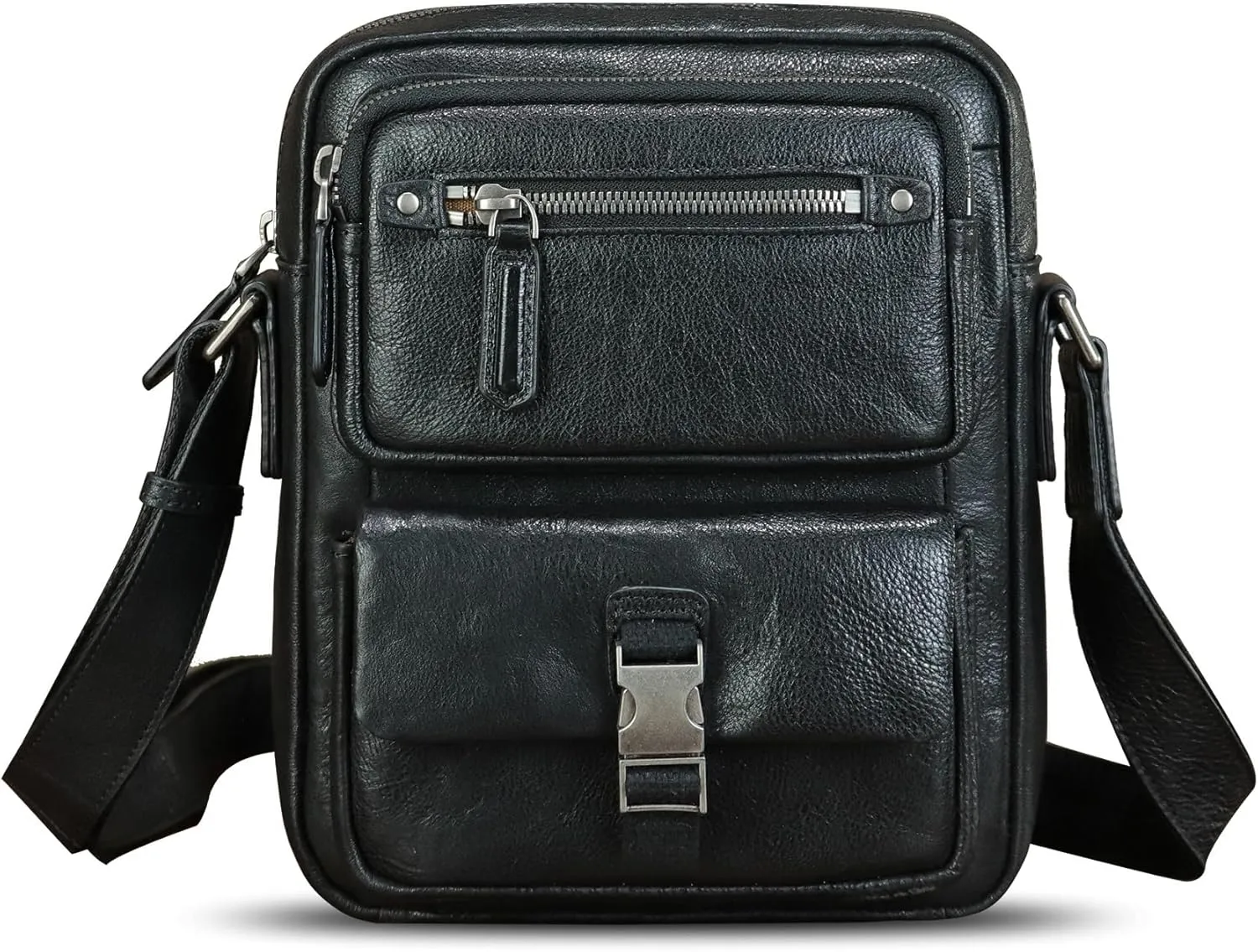 IVTG Genuine Leather Purse and Messenger Bag for Men Fashion Leather Shoulder Bags Briefcase Crossbody Satchel Bag with Strap
