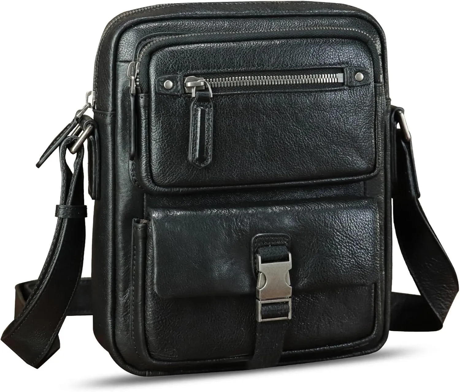 IVTG Genuine Leather Purse and Messenger Bag for Men Fashion Leather Shoulder Bags Briefcase Crossbody Satchel Bag with Strap