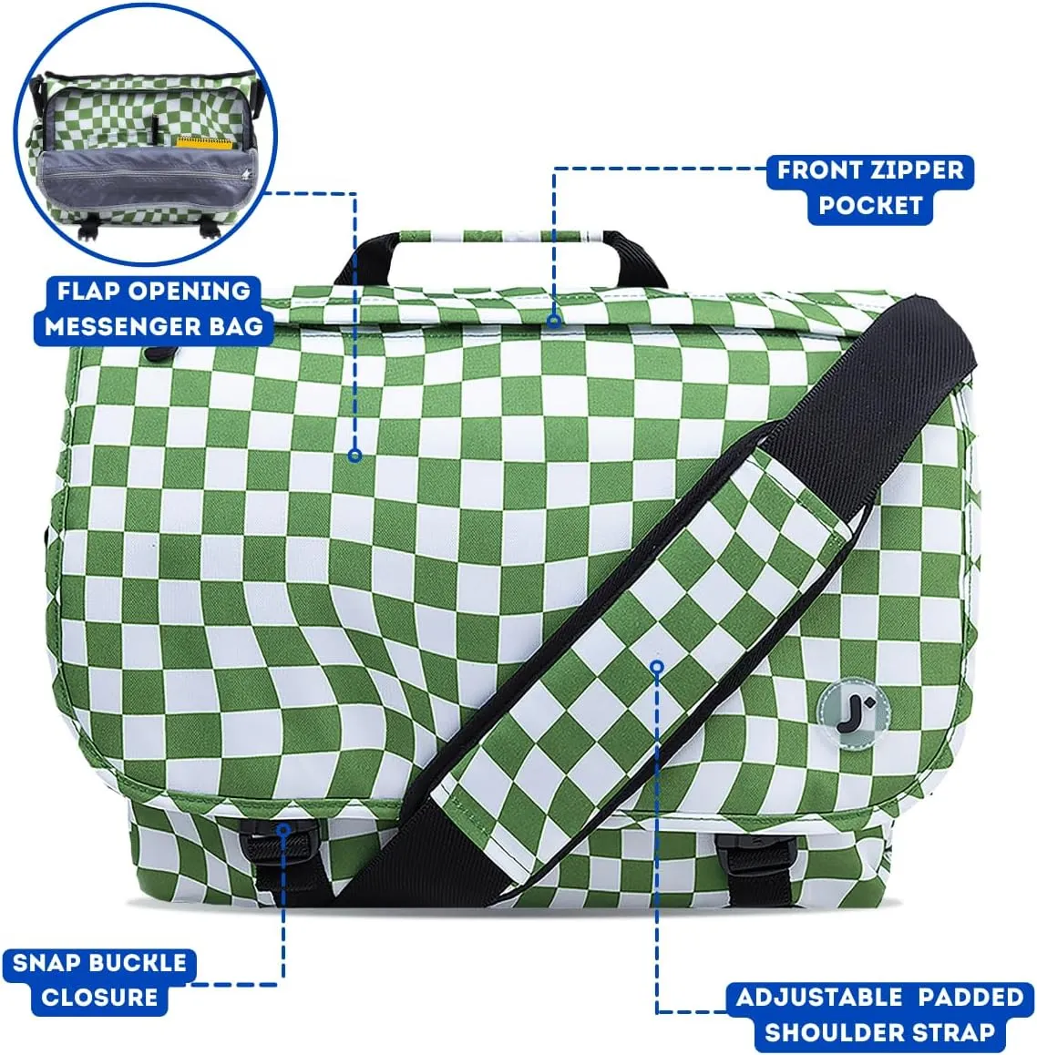 J World New York Thomas Laptop Messenger Bag for Women & Men. Kids Computer Bookbag