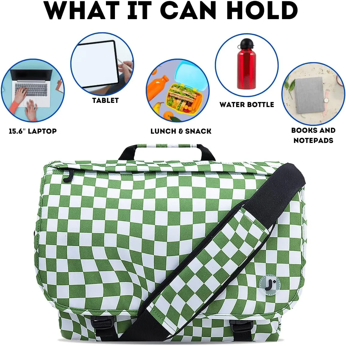 J World New York Thomas Laptop Messenger Bag for Women & Men. Kids Computer Bookbag