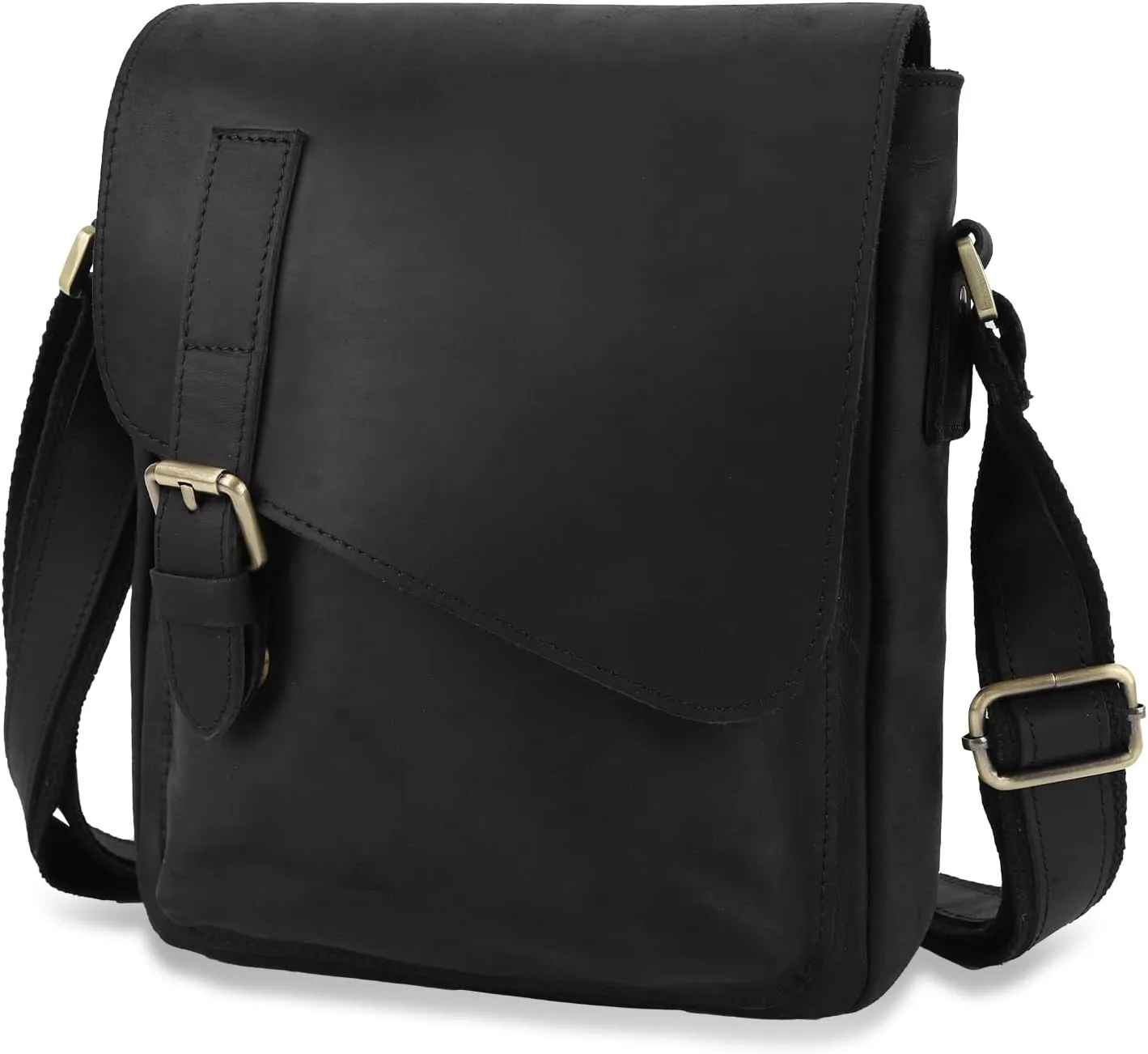 Jack&Chris Leather Messenger Bag for Men, Coffee Crossbody Bag for Men Work Business, Shoulder Crossbody Backpack