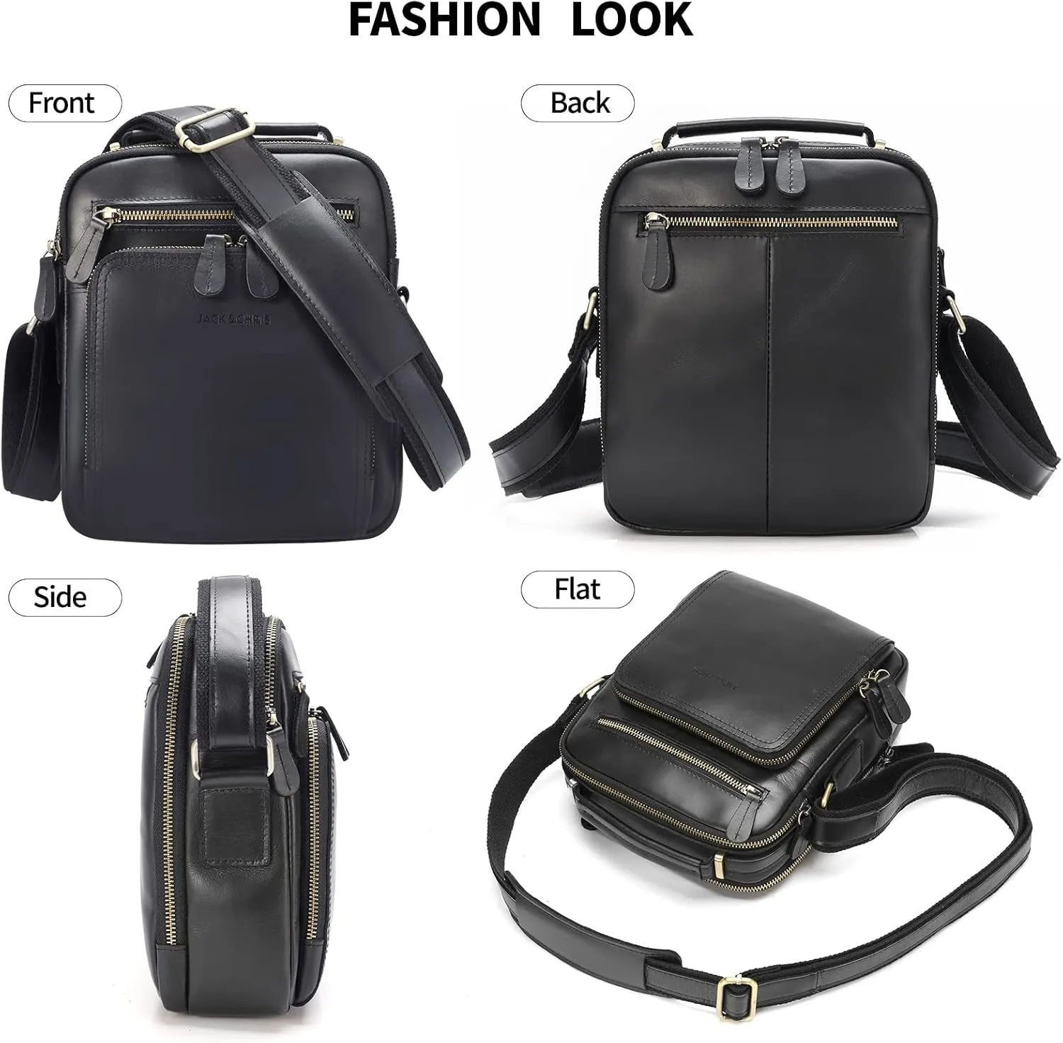 Jack&Chris Leather Messenger Bag for Men, Man Purse Crossbody Bags for Work Business