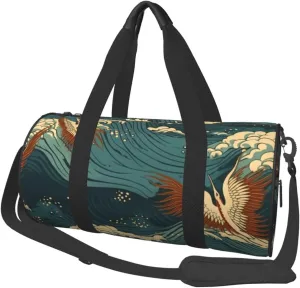 Japan Wave Wallpapers Duffle Bag for Women Men Personal Item Travel Bags Canvas Weekender Overnight Bag Lightweight Sports Tote Gym Bags Carry On Luggage Bag