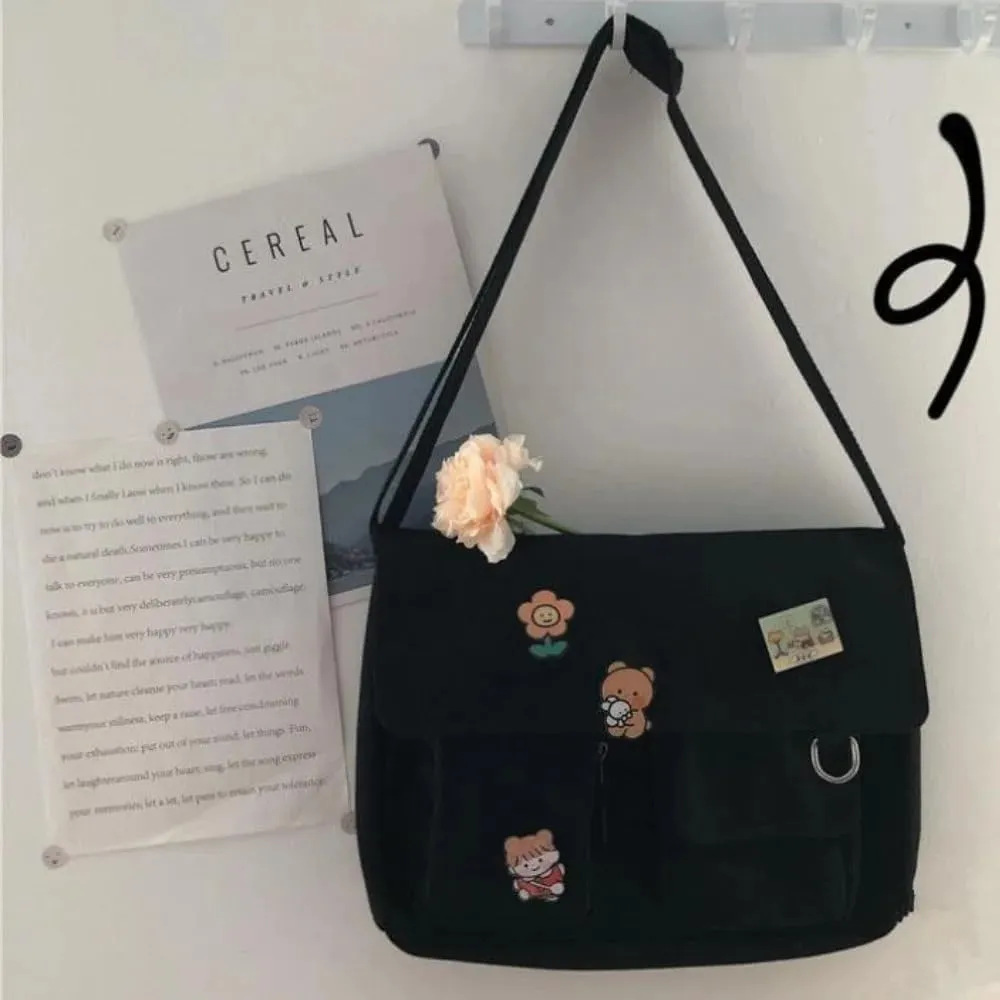 Japanese Harajuku Cute Retro Girl Messenger Shoulder Bag, Kawaii Stuffs Messenger Bag, Crossbody Bags for Women