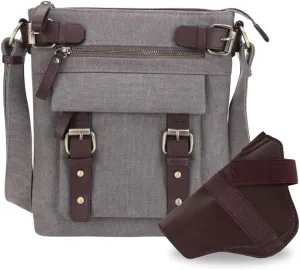 JESSIE & JAMES Bailey Canvas Concealed Carry Crossbody Bag for Women, Multi Pocket Medium Messenger Bags