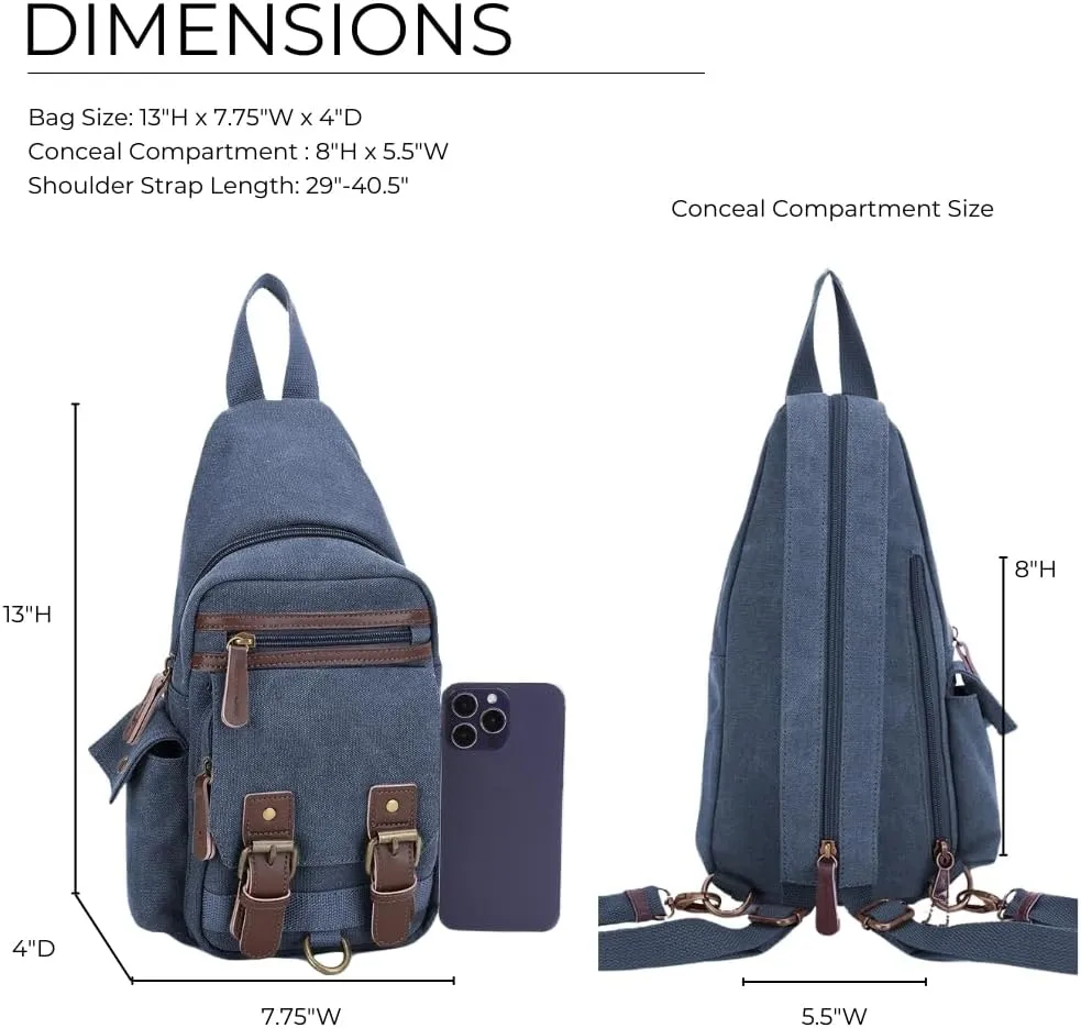 JESSIE & JAMES Shasta Canvas Concealed Carry Sling Bag for Men Women, Convertible Backpack Purse