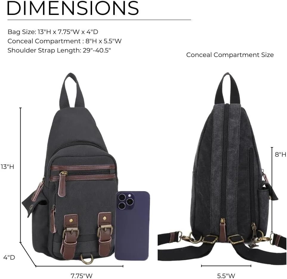 JESSIE & JAMES Shasta Canvas Concealed Carry Sling Bag for Men Women, Convertible Backpack Purse