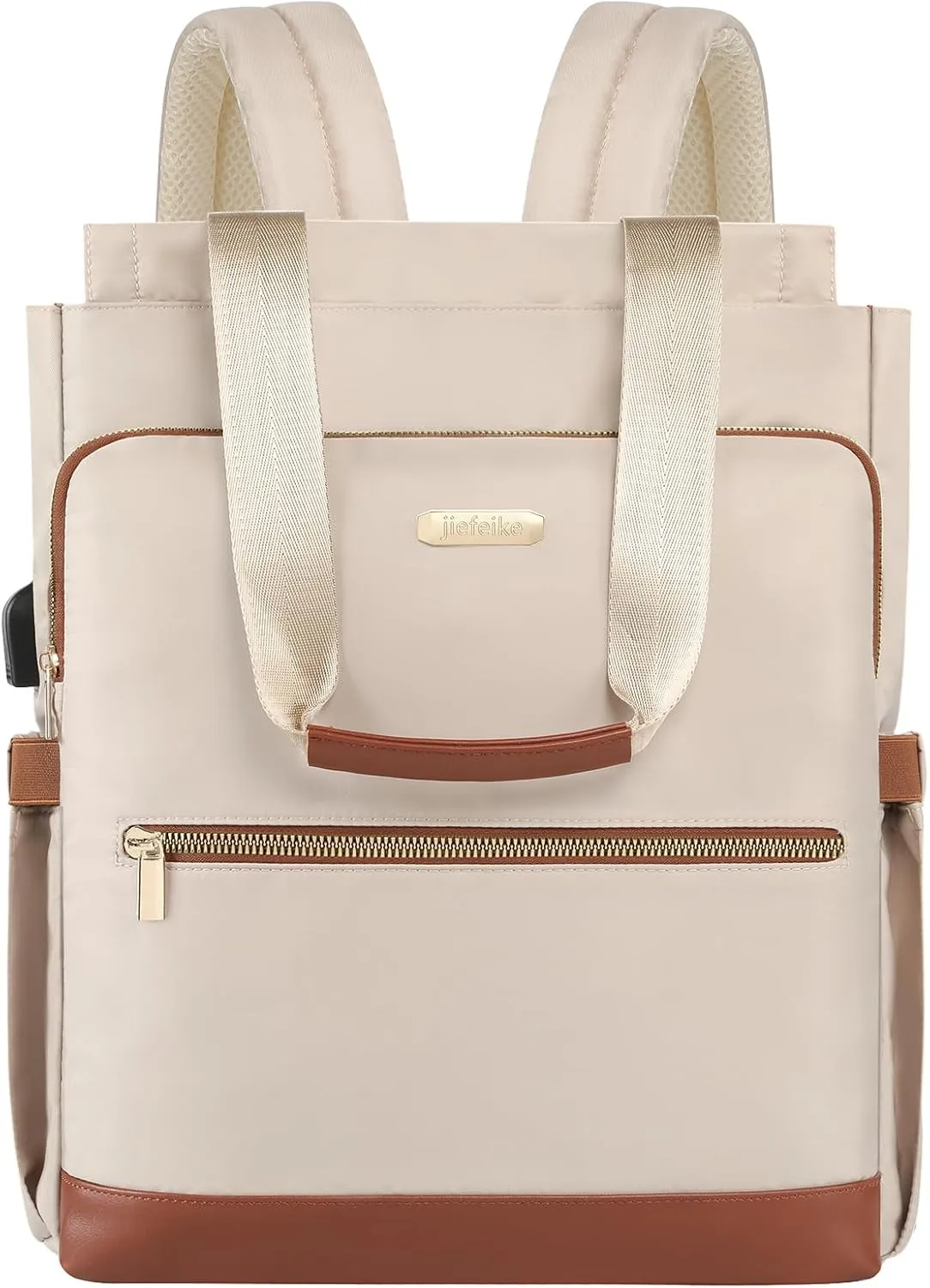 Jiefeike Laptop Backpack for Women,Convertible 15.6 Inch Wide Open Travel tote Bag Backpack for Teacher Doctor,Water-resistant Work Backpack for College Business