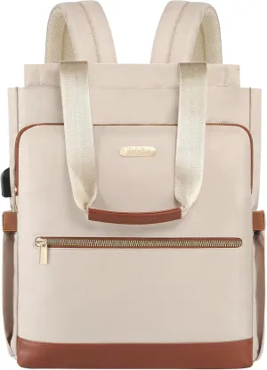 Jiefeike Laptop Backpack for Women,Convertible 15.6 Inch Wide Open Travel tote Bag Backpack for Teacher Doctor,Water-resistant Work Backpack for College Business