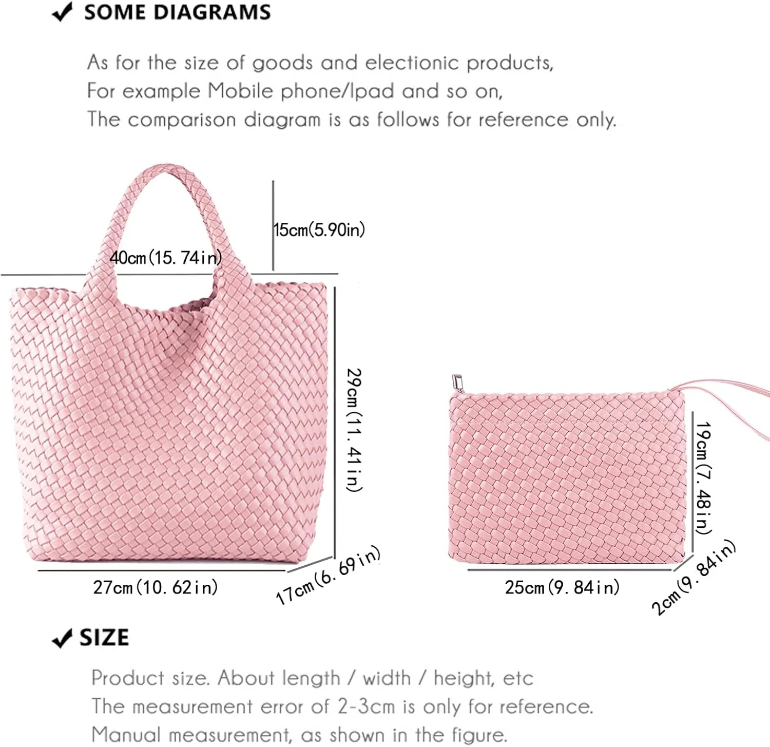 JINMANXUE Fashion Woven Bag Shopper Bag Travel Handbags and Purses Women Tote Bag Large Capacity Shoulder Bags
