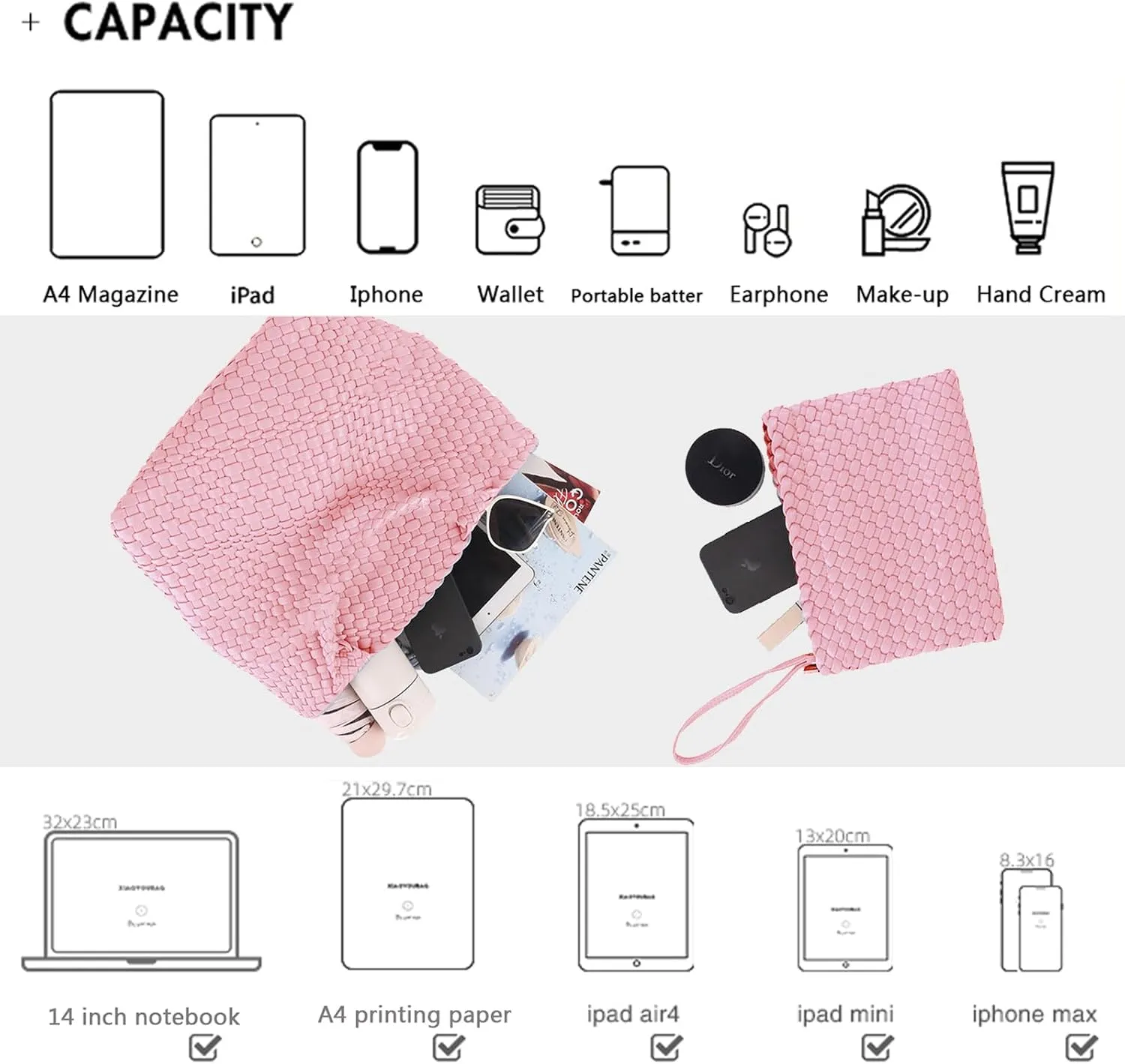 JINMANXUE Fashion Woven Bag Shopper Bag Travel Handbags and Purses Women Tote Bag Large Capacity Shoulder Bags