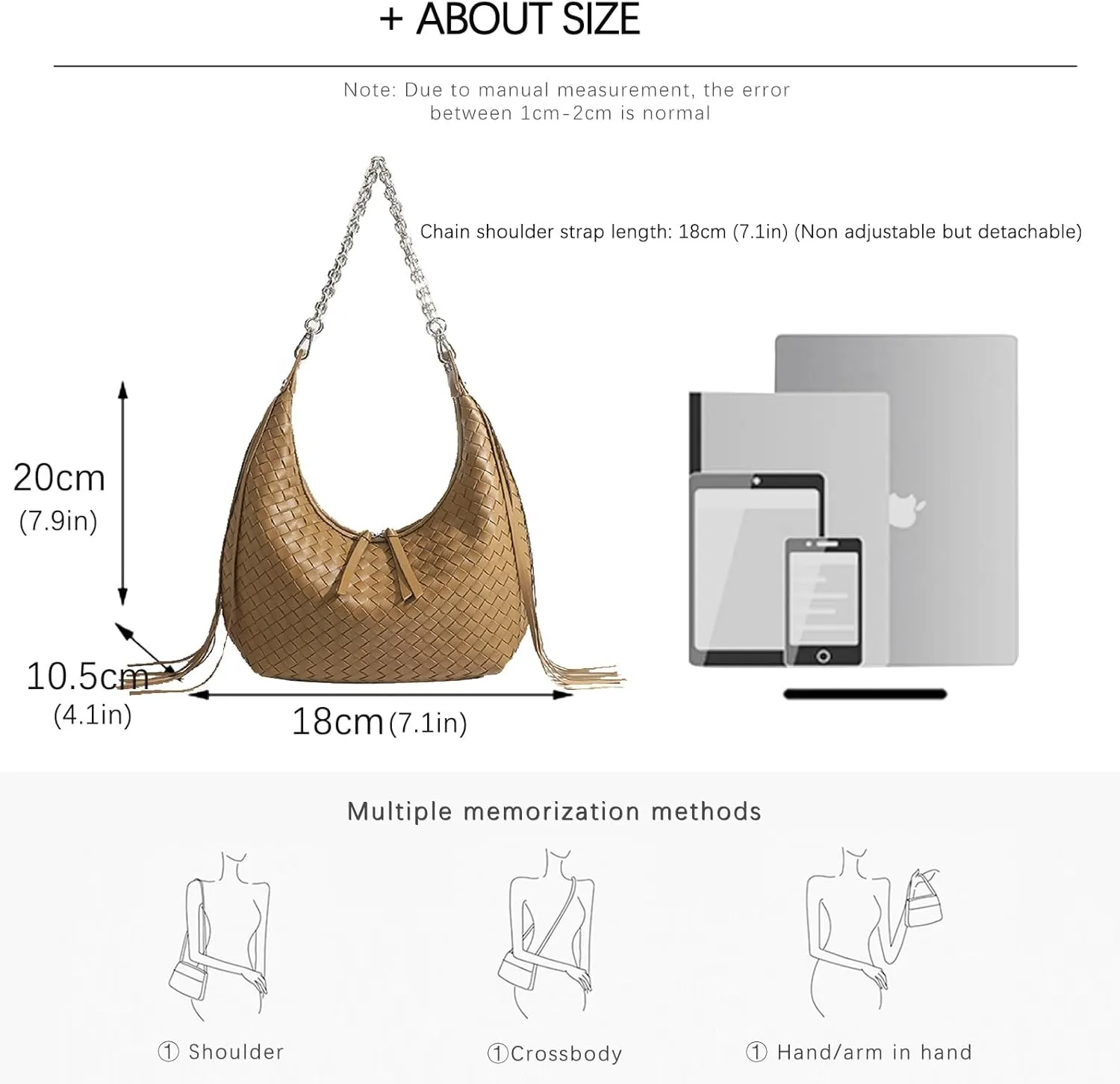 JINMANXUE Fringe Hobo Bag - Retro Handmade Woven Tote Bag for Women, Travel Shoulder Handbag