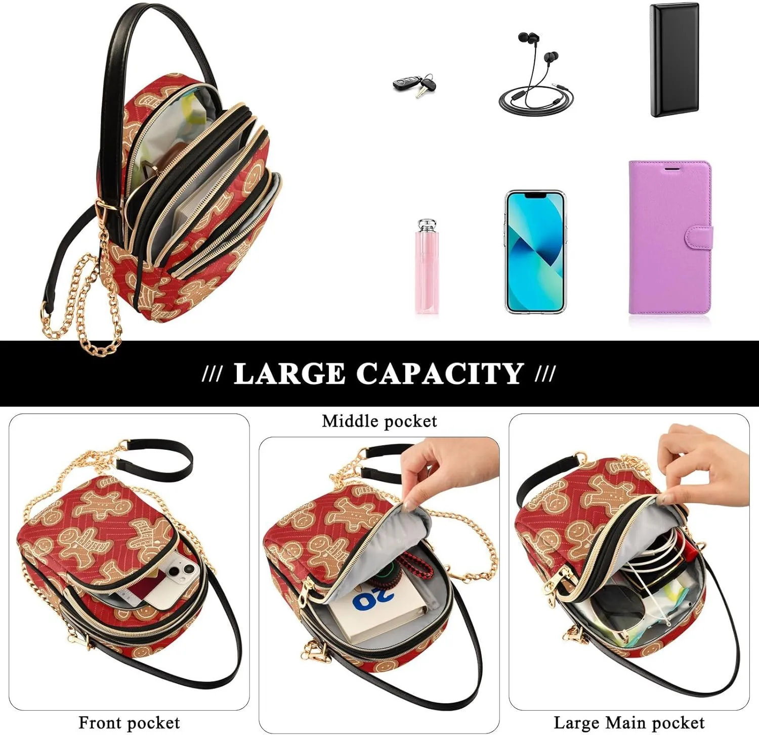 Joisal Womens Purses Crossbody Multi Pockets Mens Shoulder Bags Crossbody, Mini Purses for Women