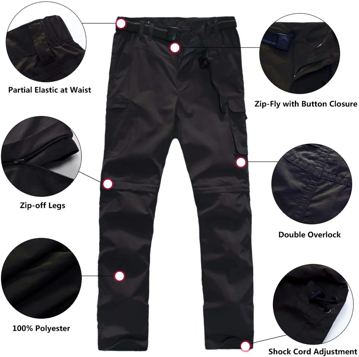 JOMLUN Boy’s Scout Pants Convertible Hiking Quick Dry Zip Off Pants Outdoor Climbing Casual Trouser Kids Youth Cargo Pants