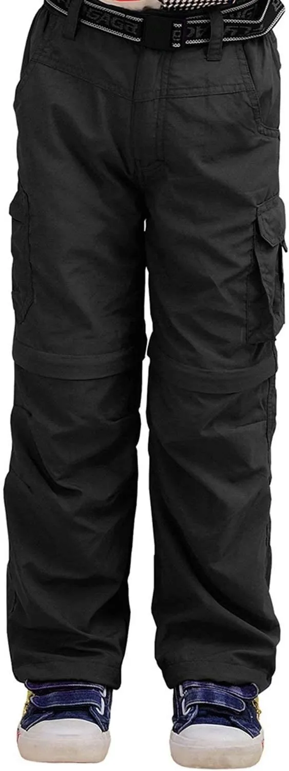 JOMLUN Boy’s Scout Pants Convertible Hiking Quick Dry Zip Off Pants Outdoor Climbing Casual Trouser Kids Youth Cargo Pants