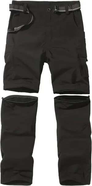 JOMLUN Boy’s Scout Pants Convertible Hiking Quick Dry Zip Off Pants Outdoor Climbing Casual Trouser Kids Youth Cargo Pants