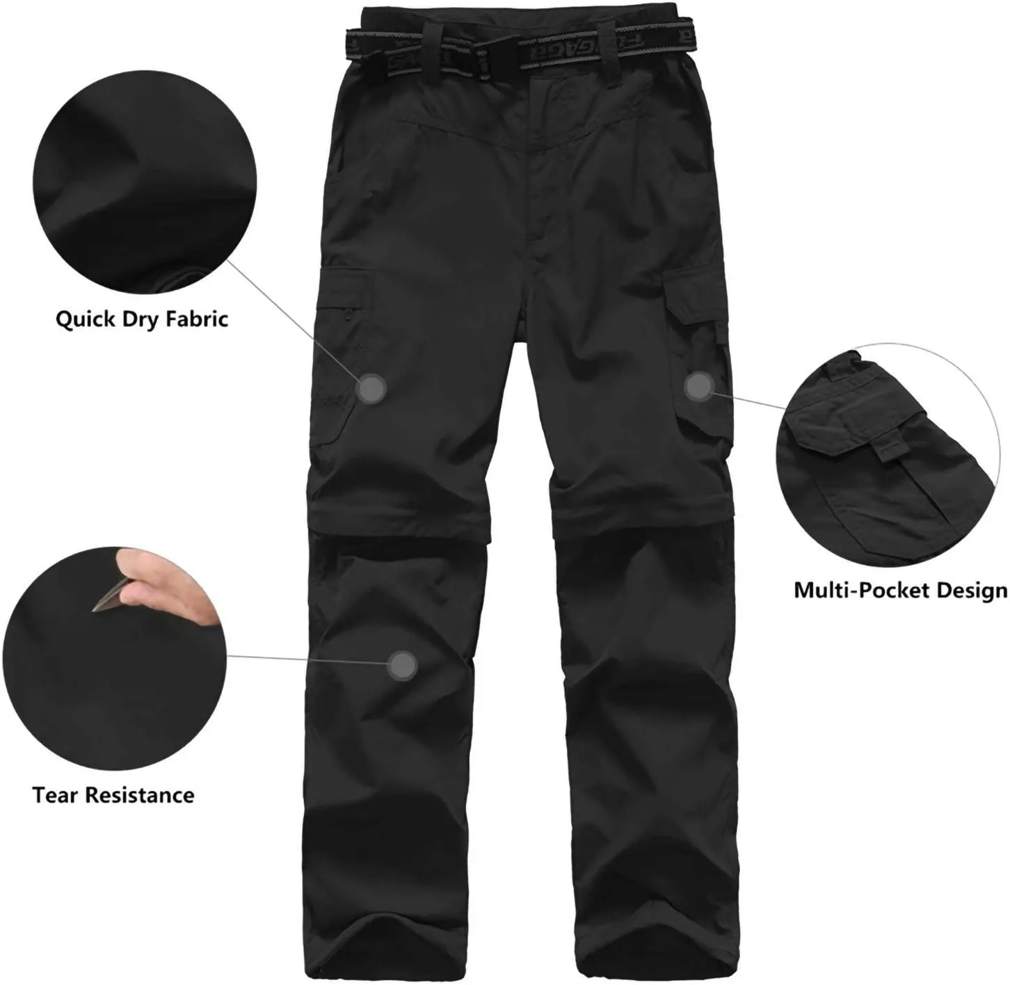 JOMLUN Boy’s Scout Pants Convertible Hiking Quick Dry Zip Off Pants Outdoor Climbing Casual Trouser Kids Youth Cargo Pants