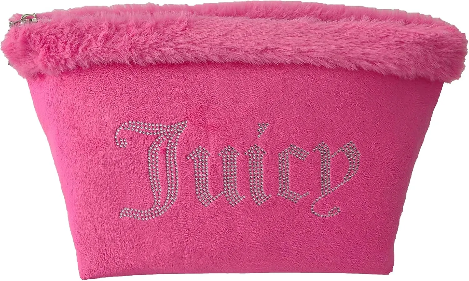Juicy Couture Fushia Terry Velour & Fur Top Zip Bag