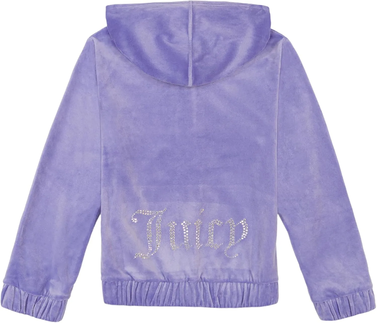 Juicy Couture Girls' Long Sleeve Plush Velour Full Zip Hoodie Sweatshirt with Front Pockets