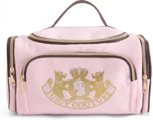 Juicy Couture Pink Terry Velour & Gold Terrior Dog Duffel Bag with Brown Details