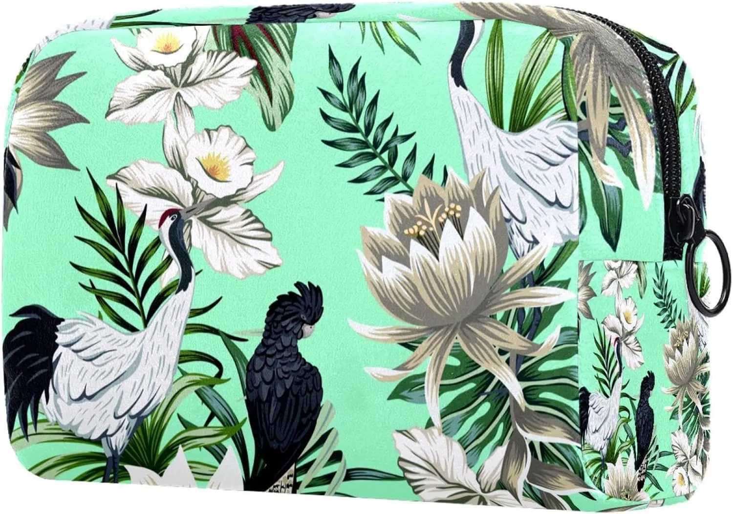 Jungle Leaf Sparrow Small Makeup Bags for Women Teen Girls, Makeup Storage Bag with Zipper Accessories Organizer Bag for Travelling