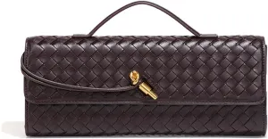 JYG Woven Handbag for Women Fashion Evening Shoulder Bag PU Leather Handmade Clutch Purse Casual Crossbody Bags 2024