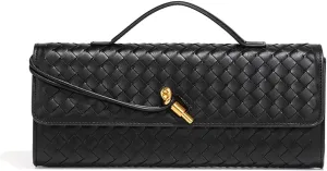 JYG Woven Handbag for Women Fashion Evening Shoulder Bag PU Leather Handmade Clutch Purse Casual Crossbody Bags 2024